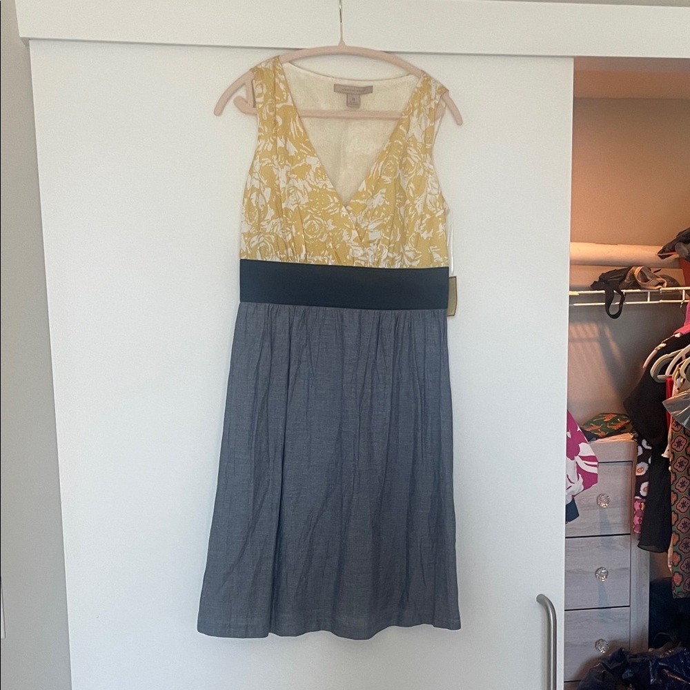 Jonathan Martin Yellow and Gray Midi Dress